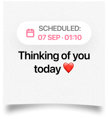 A note reading Thinking of you today with a scheduled delivery badge