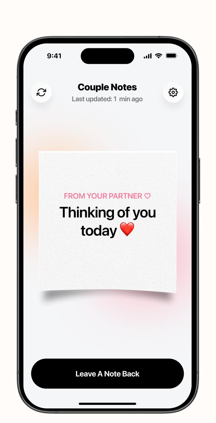 The same note on your partner’s iPhone, labelled “From your partner ♡”