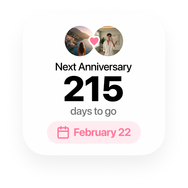 Anniversary widget counting down 215 days to February 22